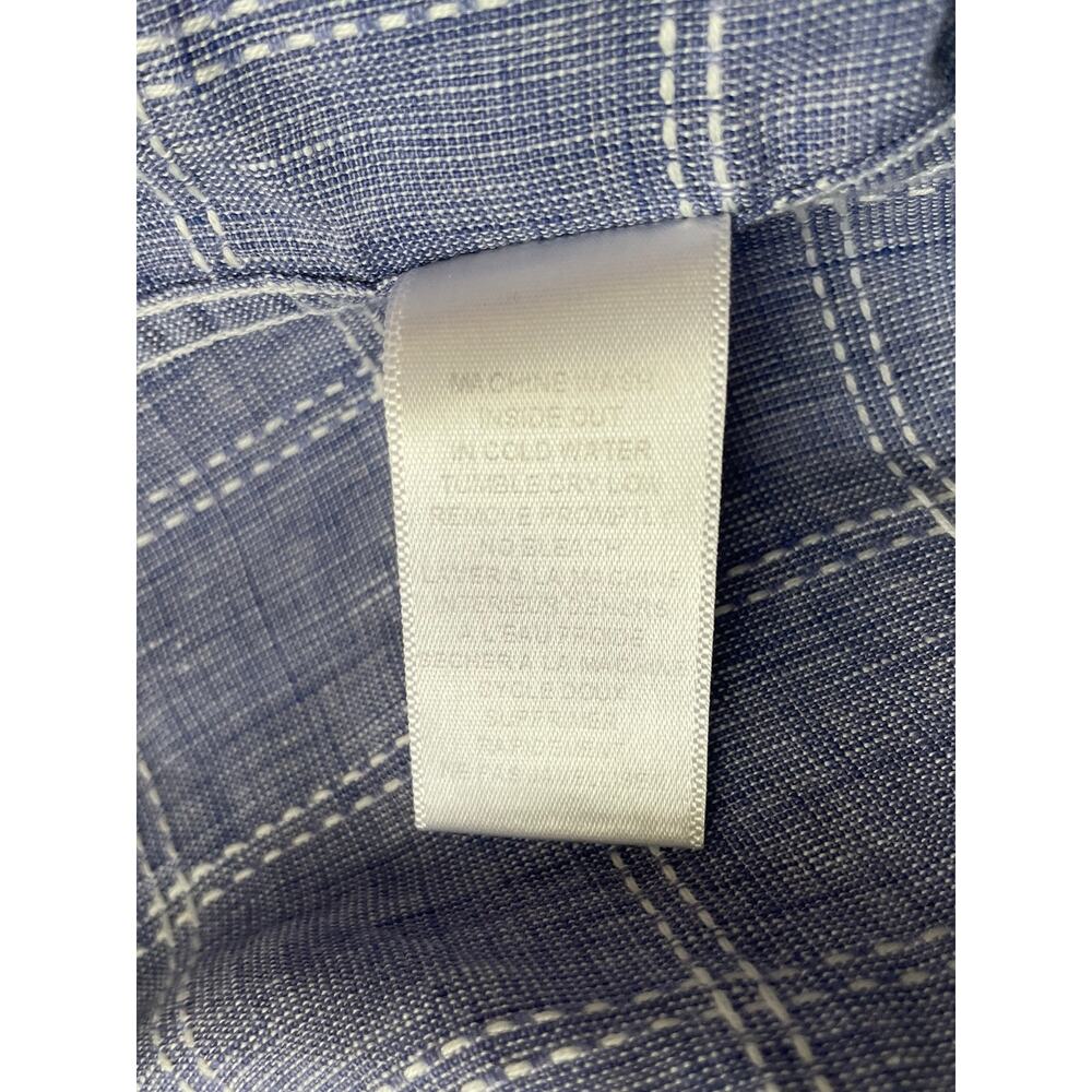 Frank & Eileen Mary Shirt Dress Blue White Check Plaid Linen Button Front M - Picture 7 of 8